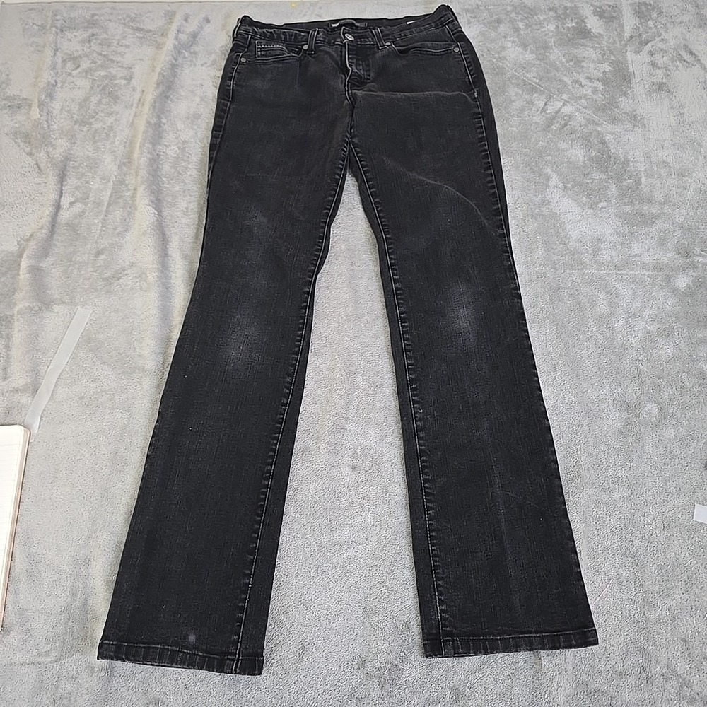 Levi's 505 Jeans Womens 10L 30x32 Black Faded Straight Leg Stretch Denim Casual